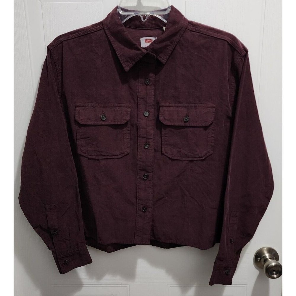 NEW Levis Womens Olsen Utility Corduroy Cropped Button Down Shirt XS MSRP $69.50